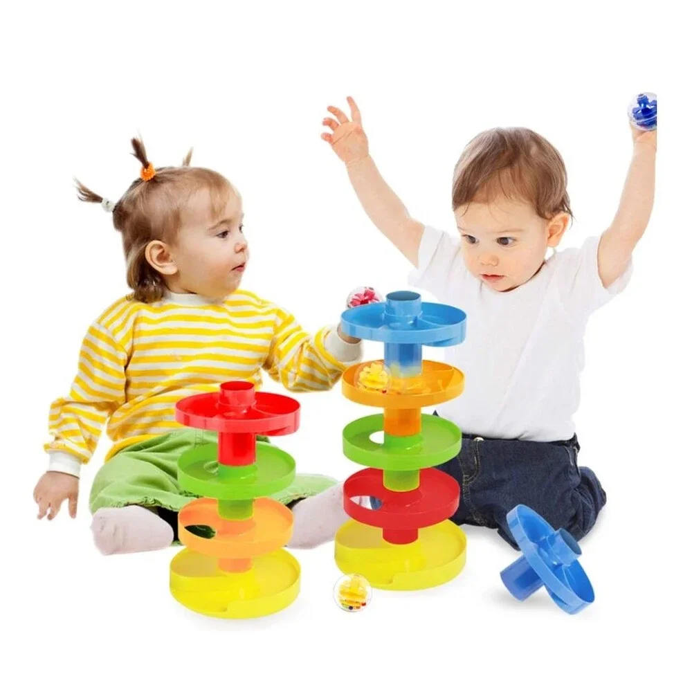NEW Rainbow Educational Double Ball Run Drop Toy 2 Towers Toddler Swirl Ball 9M+ - Picture 7 of 7